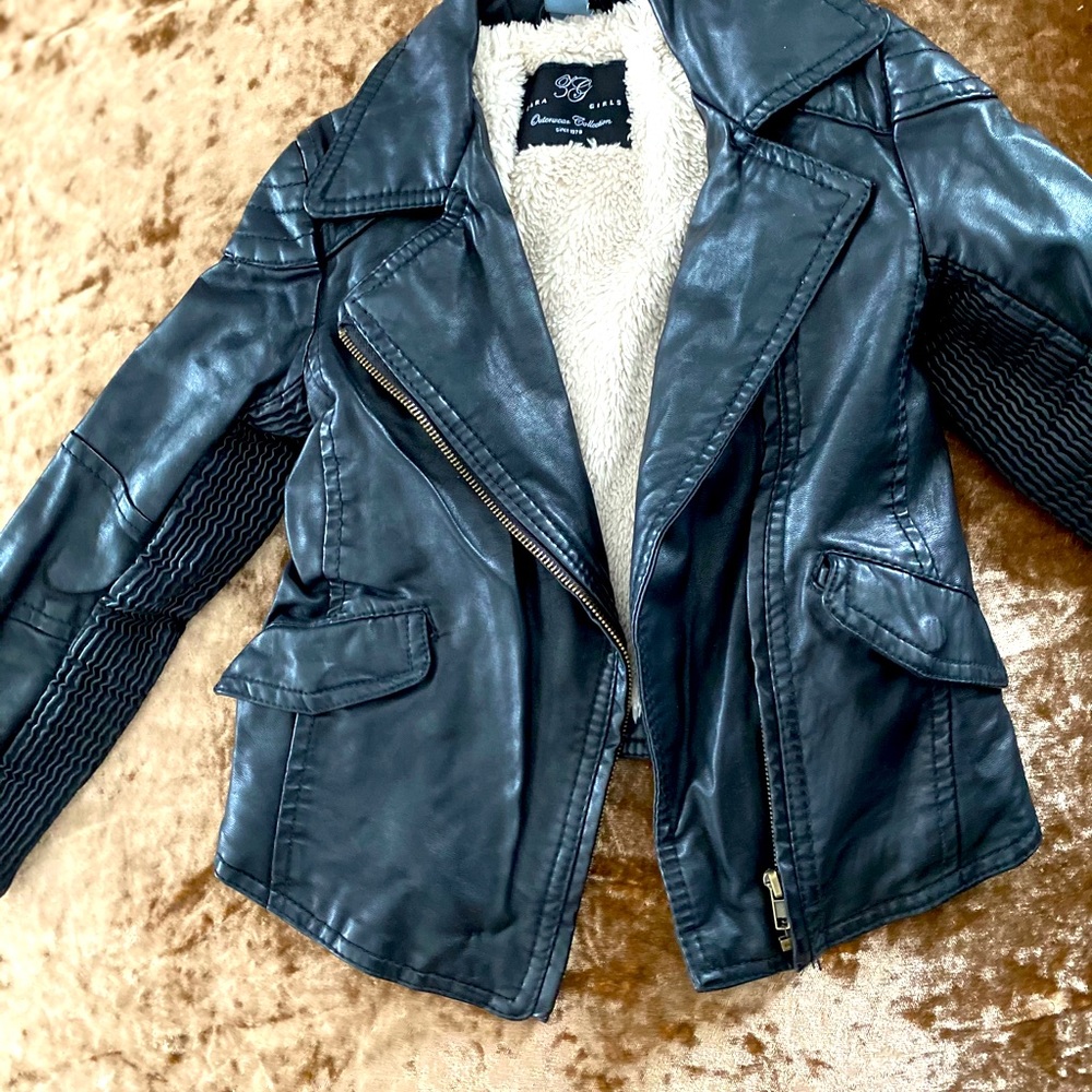 Zara Girls Warm Vegan Leather Biker Jacket